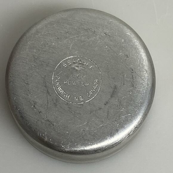 Vintage Seagull Fine Pewter Trinket Box Cat Kitten Emblem Top Small Canada - Picture 6 of 9